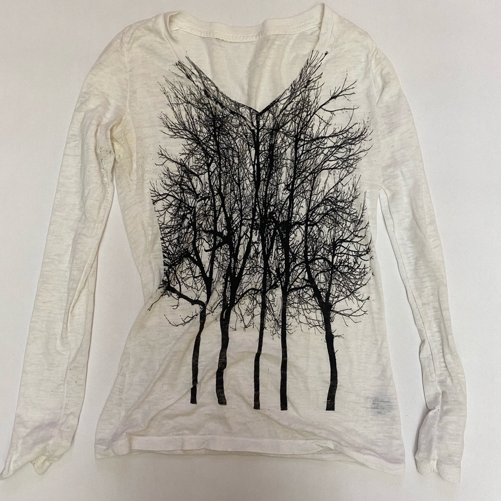 Unique V Neck White Long Sleeve Top